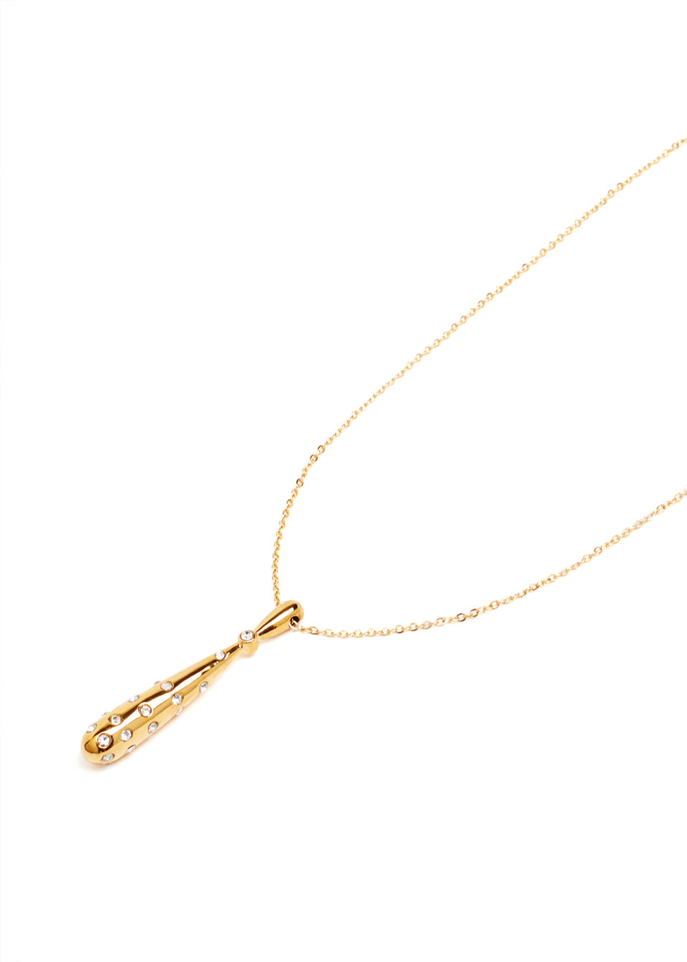 Nalí LONG GOLD NECKLACE W/ CRYSTALS STAIN. STEEL