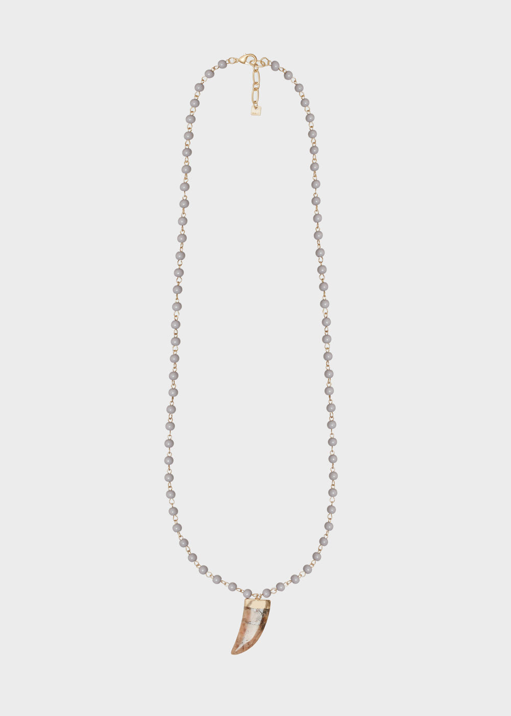 Nalí LONG NECKLACE W/ GRAY SPHERES AND HORN CHARM