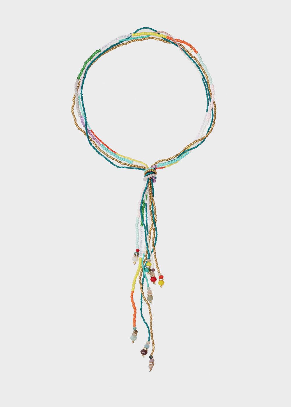 Nalí LONG NECKLACE W/ KNOT AND MULTICOLOR BEADS