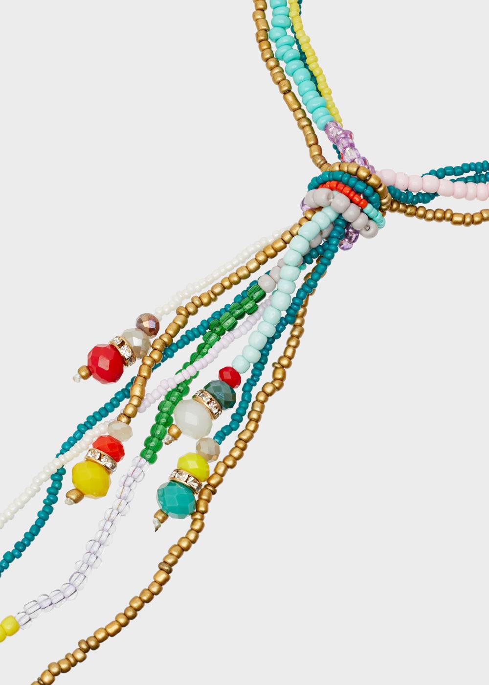 Nalí LONG NECKLACE W/ KNOT AND MULTICOLOR BEADS