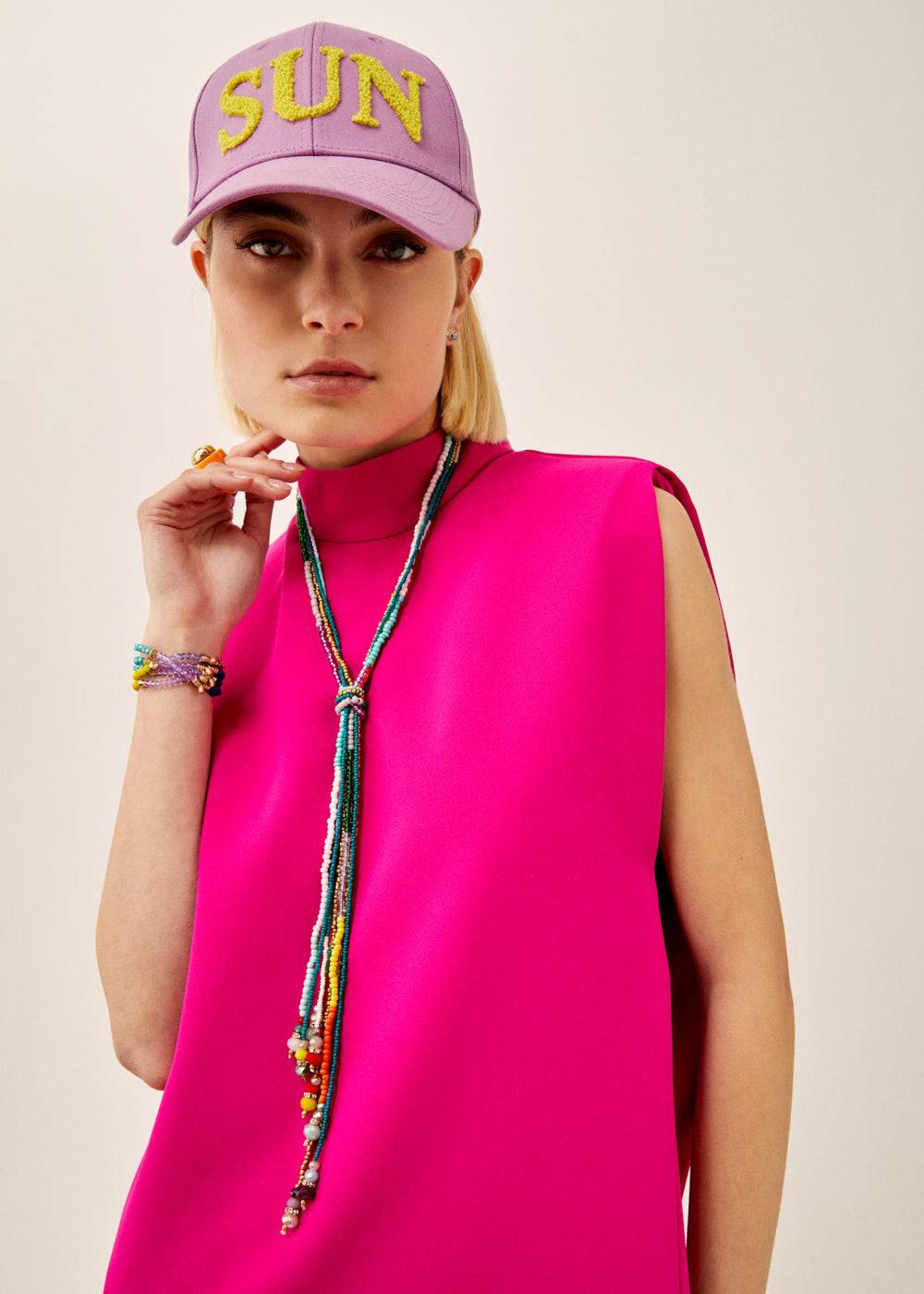 Nalí LONG NECKLACE W/ KNOT AND MULTICOLOR BEADS