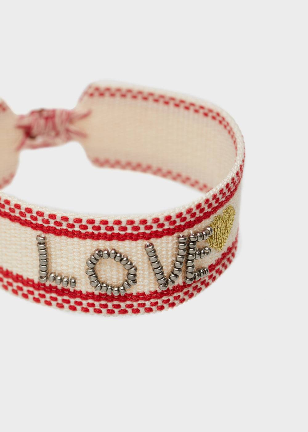 Nalí LOVE FABRIC BRACELET WITH BEADS BEIGE