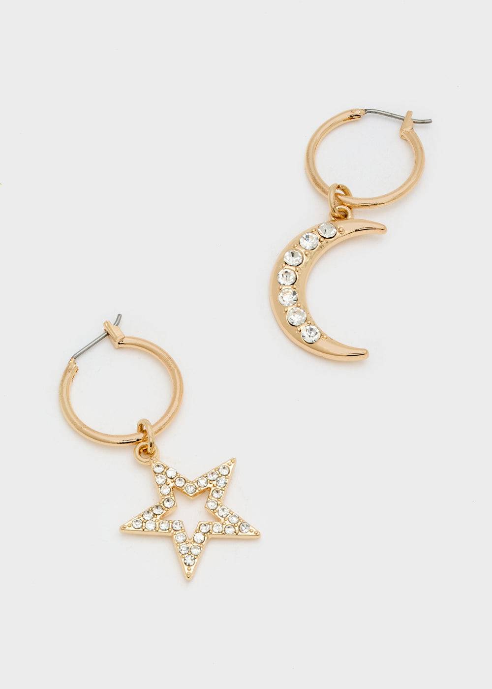 Nalí MOON+STAR GOLD HOOP EARRINGS