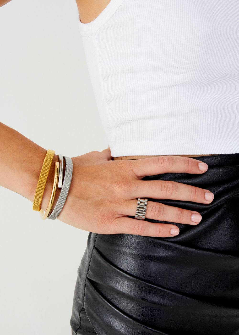 Nalí MORA SILVER CHAIN RING STAIN. STEEL