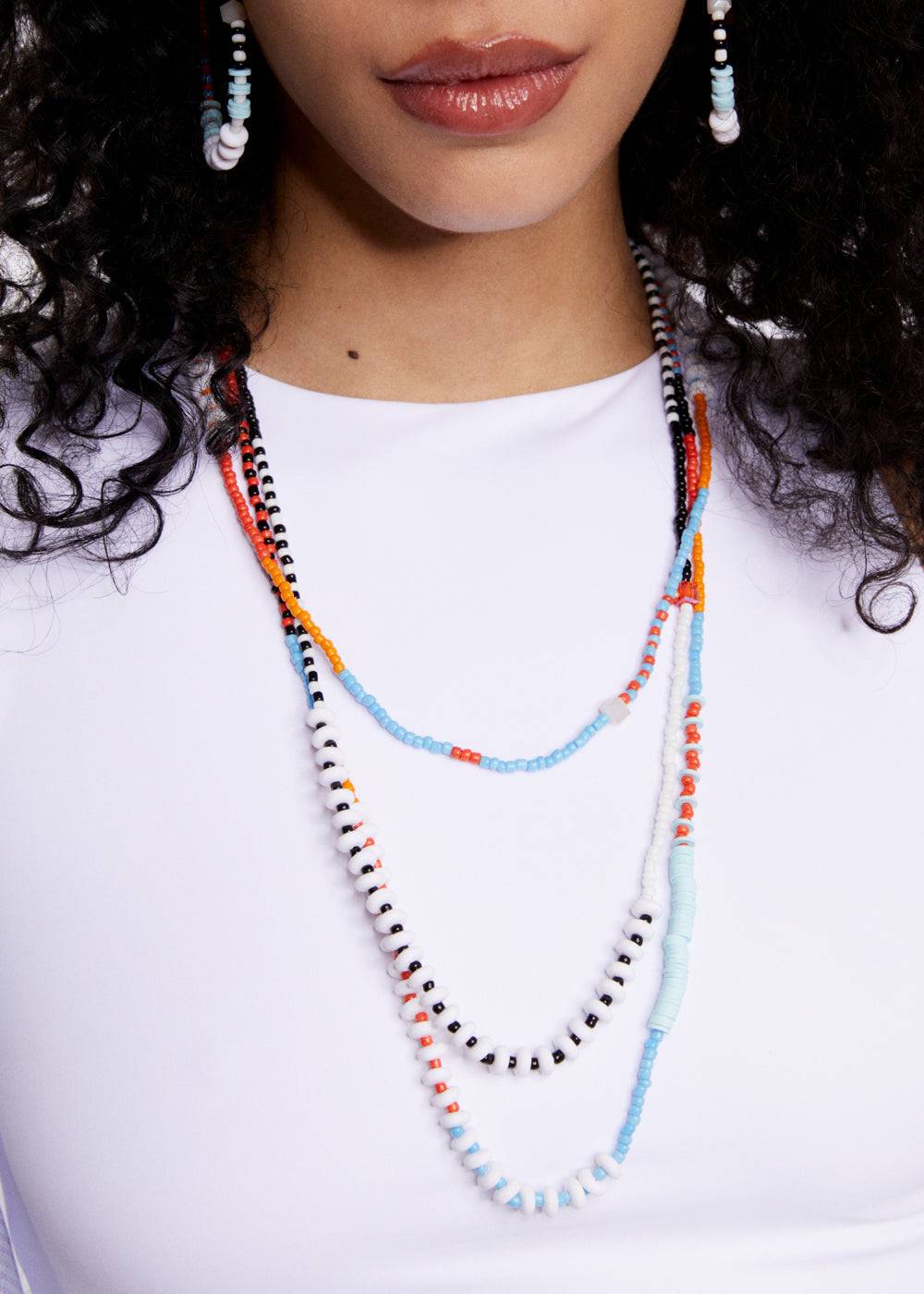 Nalí MULTISTRAND NECKLACE W/ ORANGE BEADS
