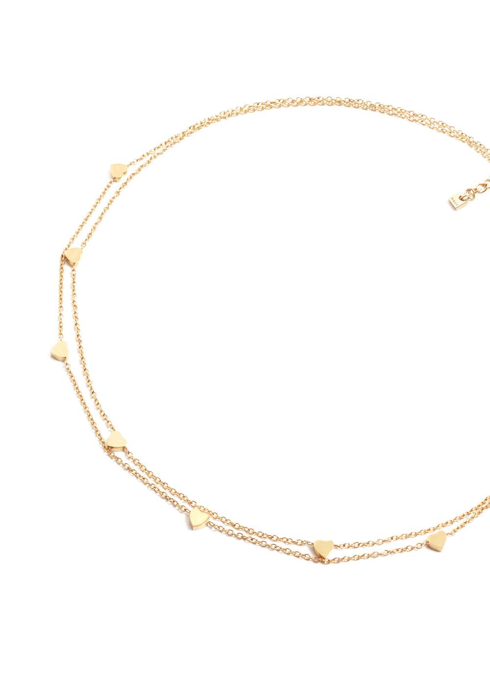 Nalí NECKLACE LEO DOUBLE CHAIN HEARTS GOLD COLOR
