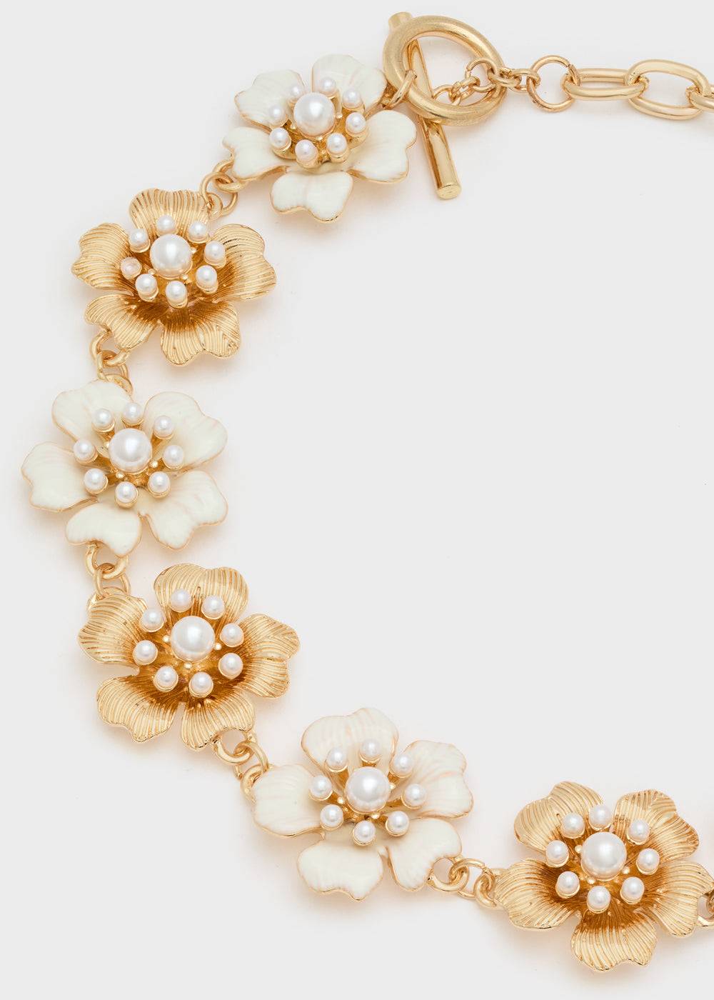 Nalí NECKLACE W/ ENAMEL FLOWERS AND PEARLS