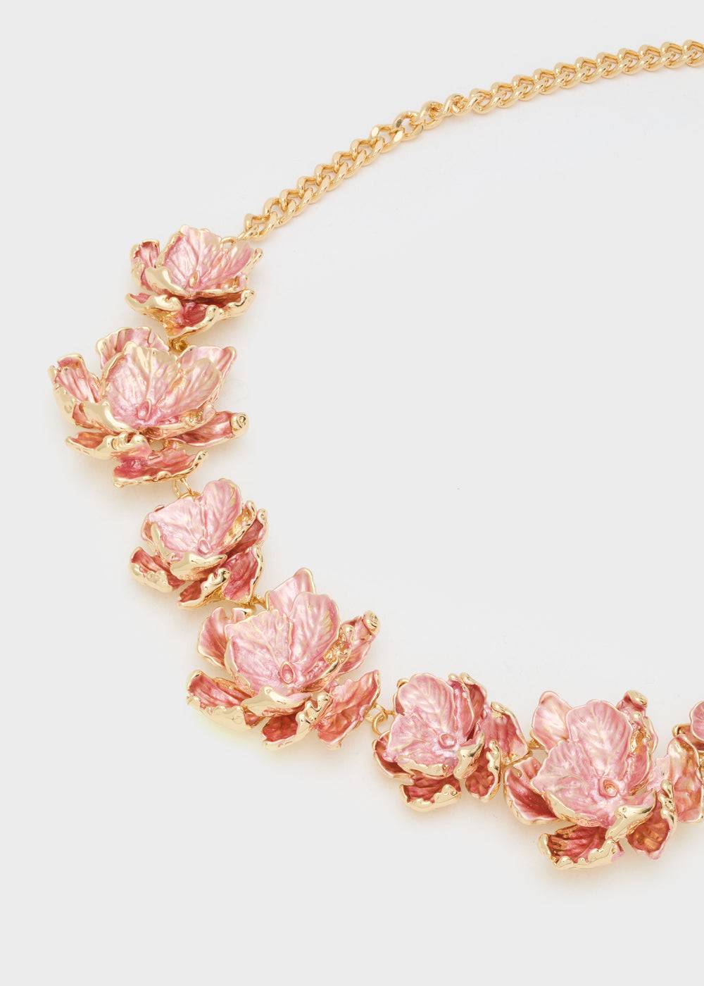 Nalí NECKLACE W/ ENAMEL SALMON FLOWERS/GOLD