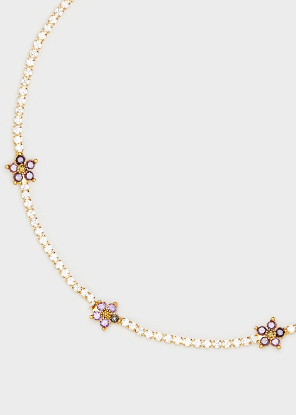 Nalí NECKLACE W/ LILAC ZIRCON FLOWERS