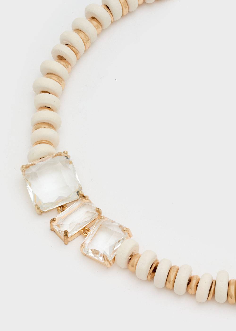 Nalí NECKLACE W/ STONES + OFF-WHITE WOOD BEADS