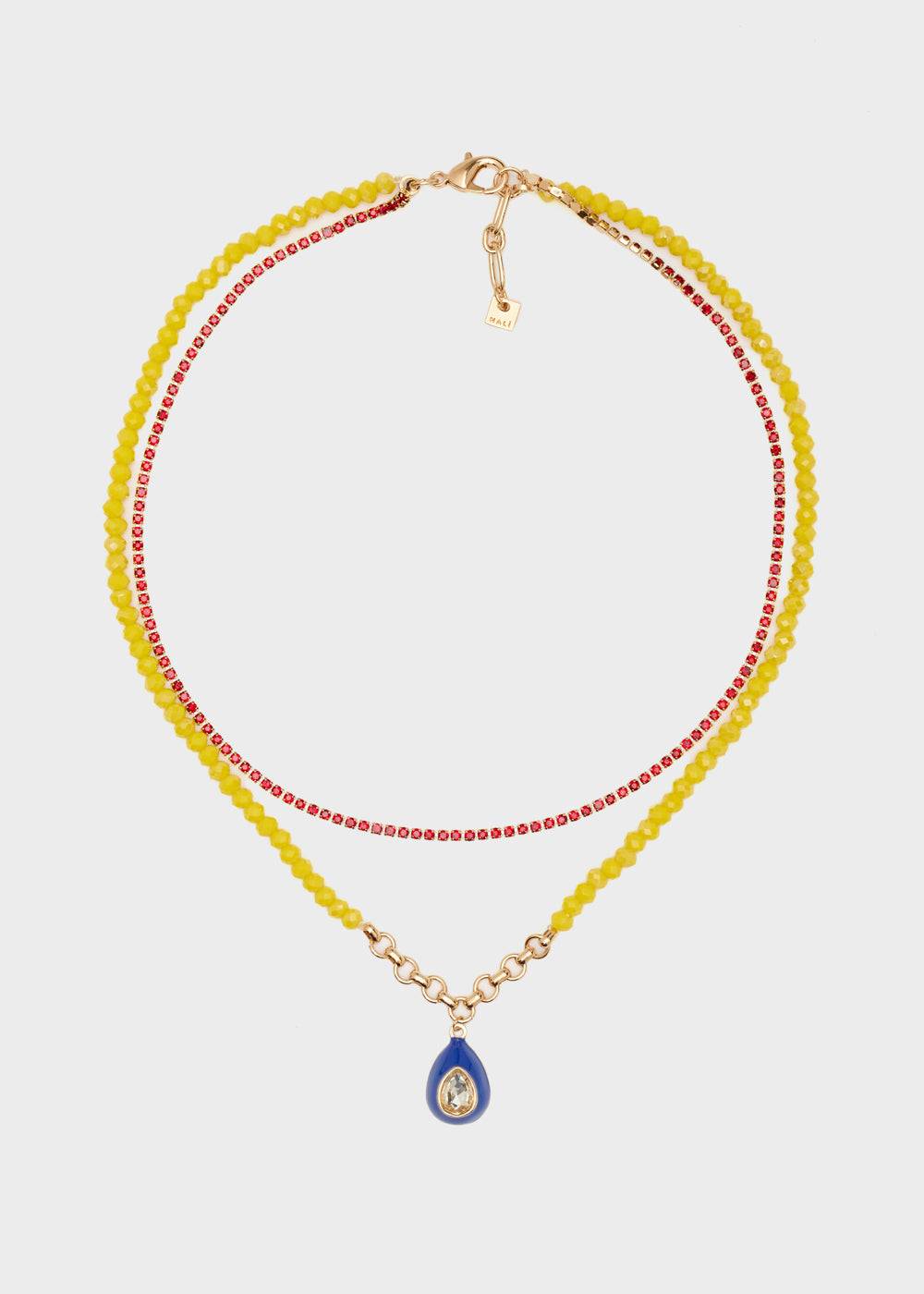 Nalí NECKLACE W/ YELLOW BEADS + BLUE PENDANT