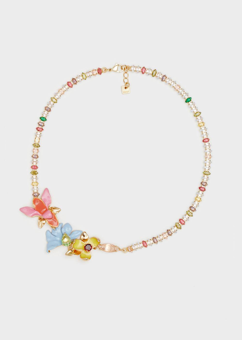 Nalí NECKLACE WITH ENAMEL FLOWERS AND STONES