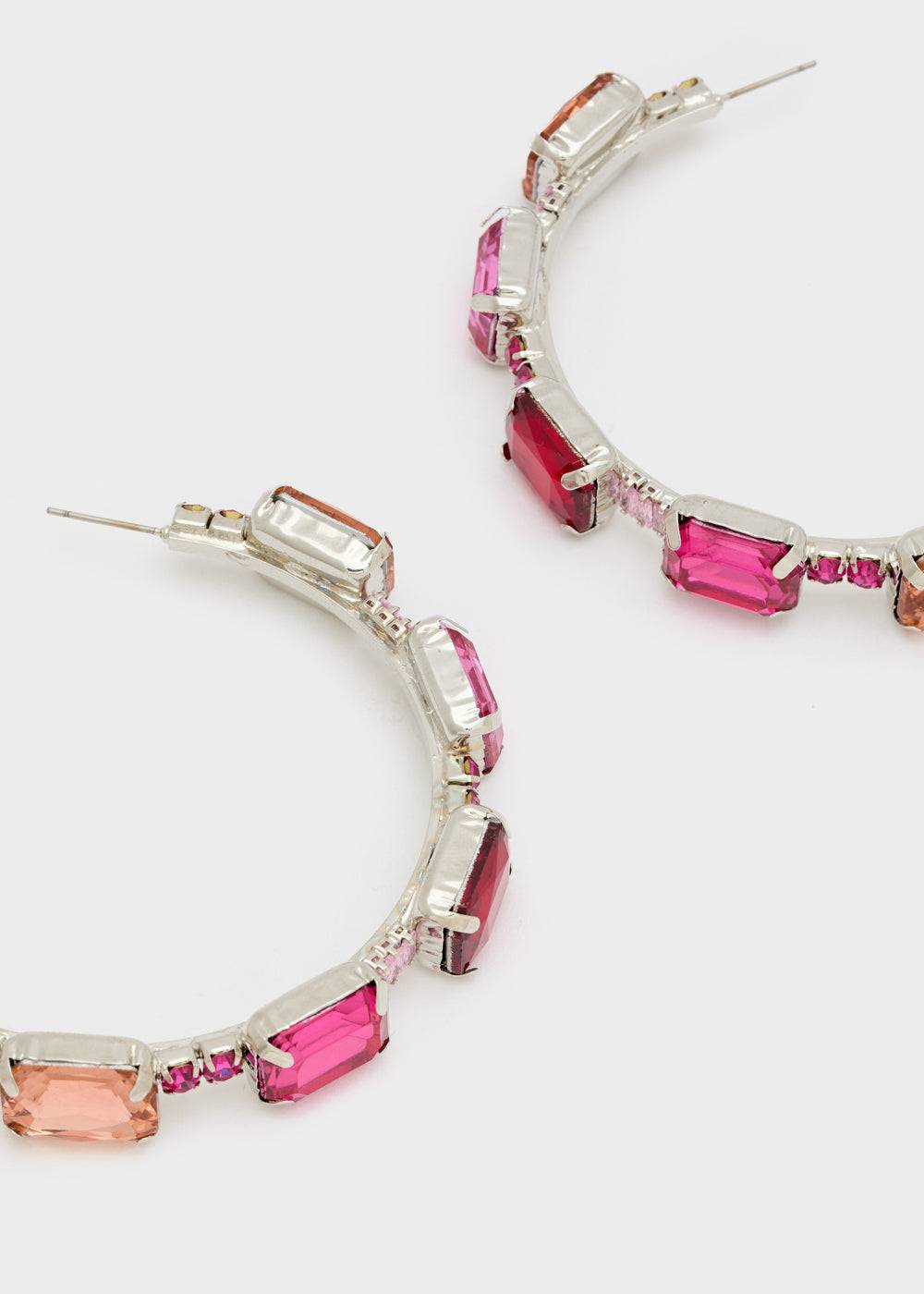 Nalí OPEN HOOP EARRINGS W/ FUCHSIA STONES