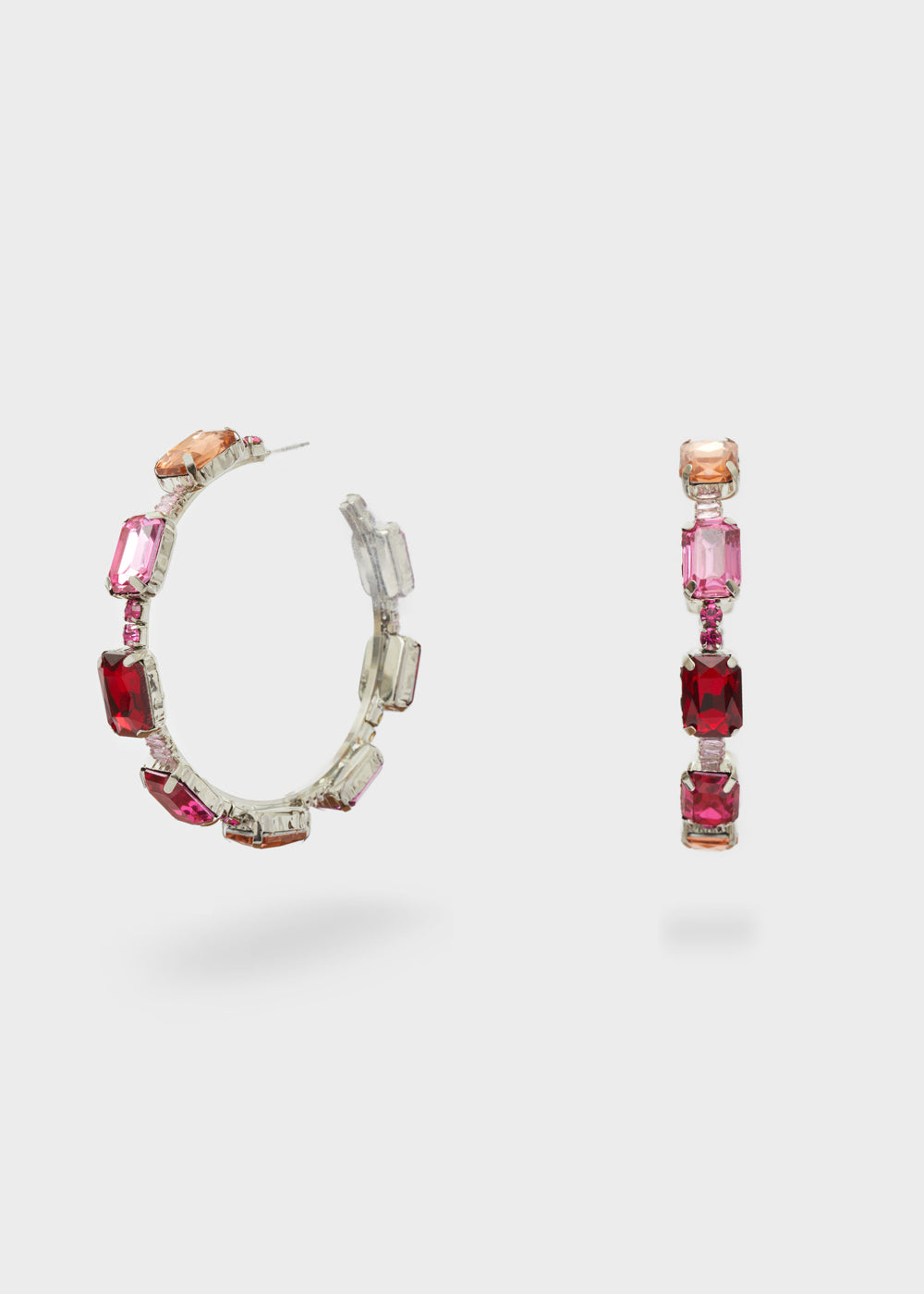 Nalí OPEN HOOP EARRINGS W/ FUCHSIA STONES