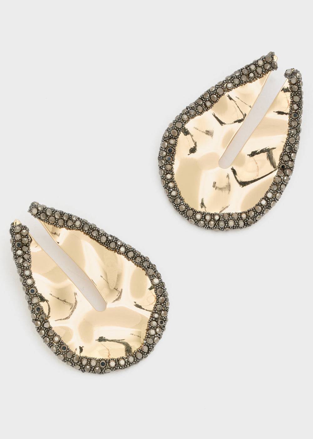 Nalí OVERSIZE EARRINGS IN GOLD + BLACK STONES