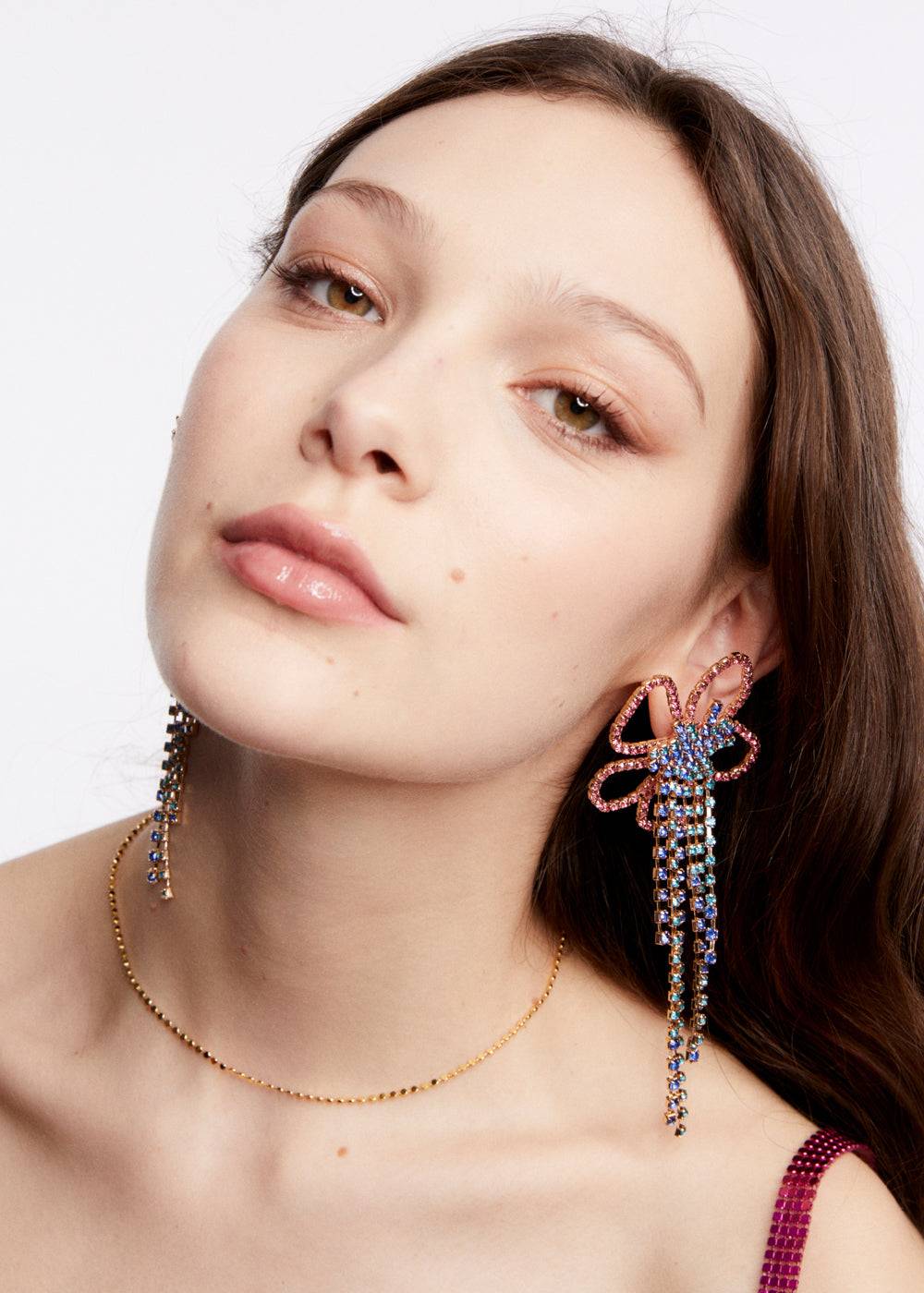 Nalí OVERSIZE FLOWER EARRINGS W/ MULTI STONES