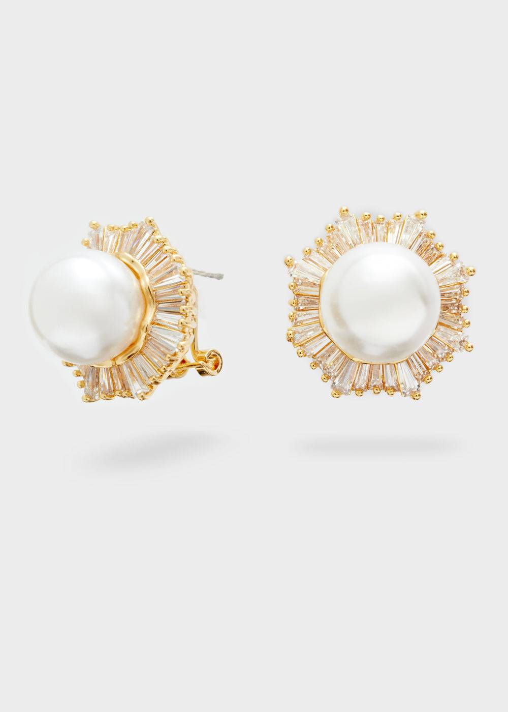 Nalí PATRIZIA CLIP+PIN EARRINGS W/ PEARL + COLORS