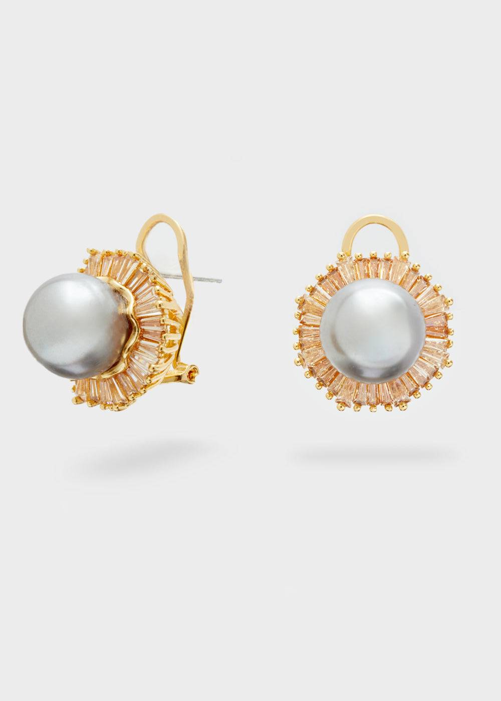 Nalí PATRIZIA CLIP+PIN EARRINGS W/ PEARL + COLORS
