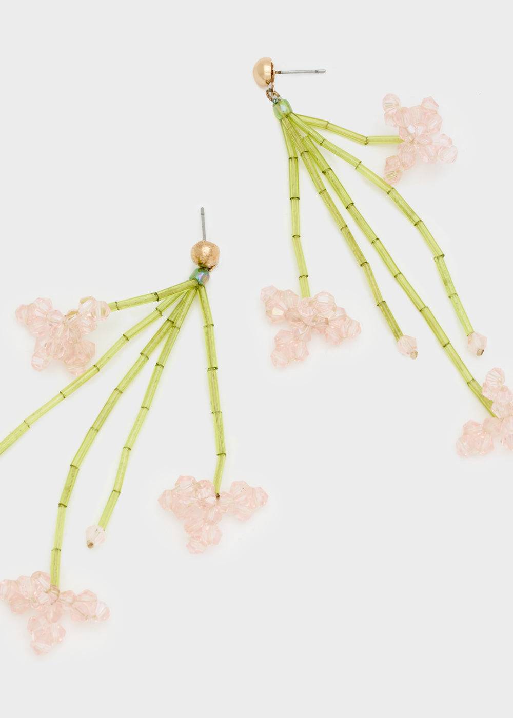 Nalí PENDANT EARRINGS W/ PINK PEARL FLOWERS