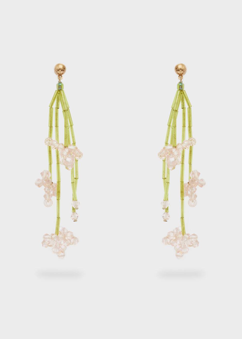 Nalí PENDANT EARRINGS W/ PINK PEARL FLOWERS