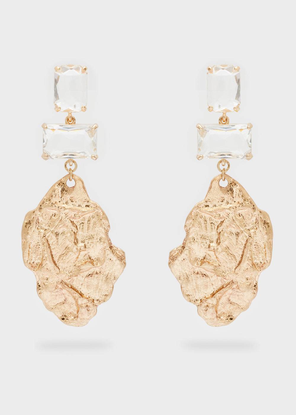 Nalí REFINED EARRINGS IN GOLD W/ CLEAR STONES