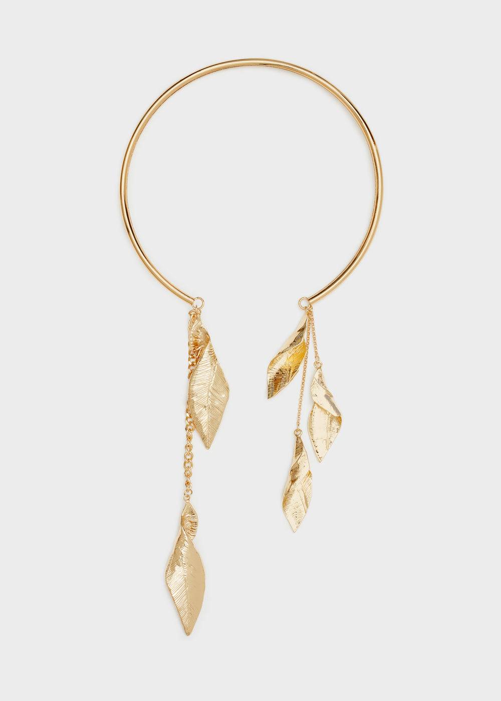 Nalí RIGID NECKLACE W/ GOLD LEAF PENDANT
