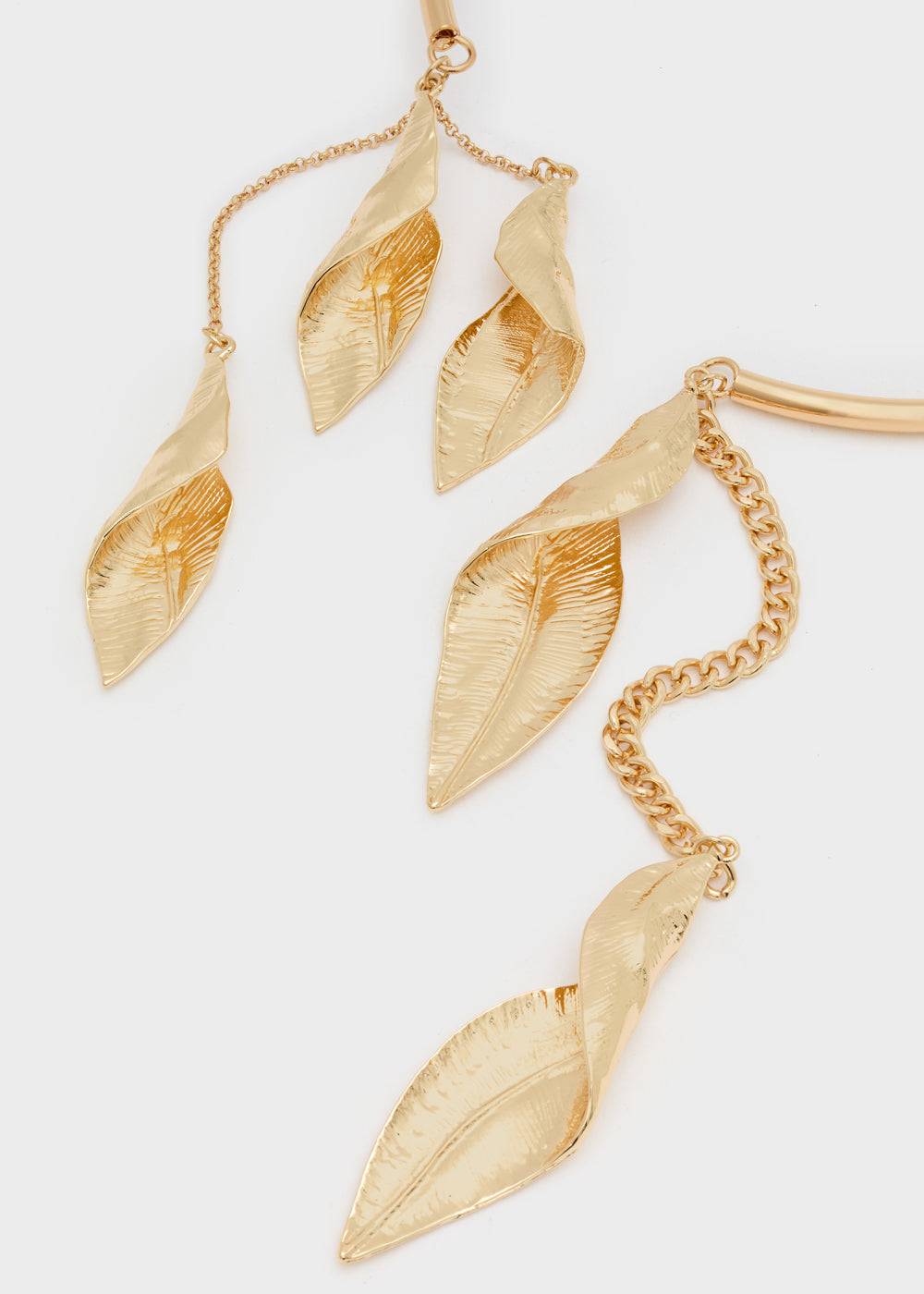 Nalí RIGID NECKLACE W/ GOLD LEAF PENDANT