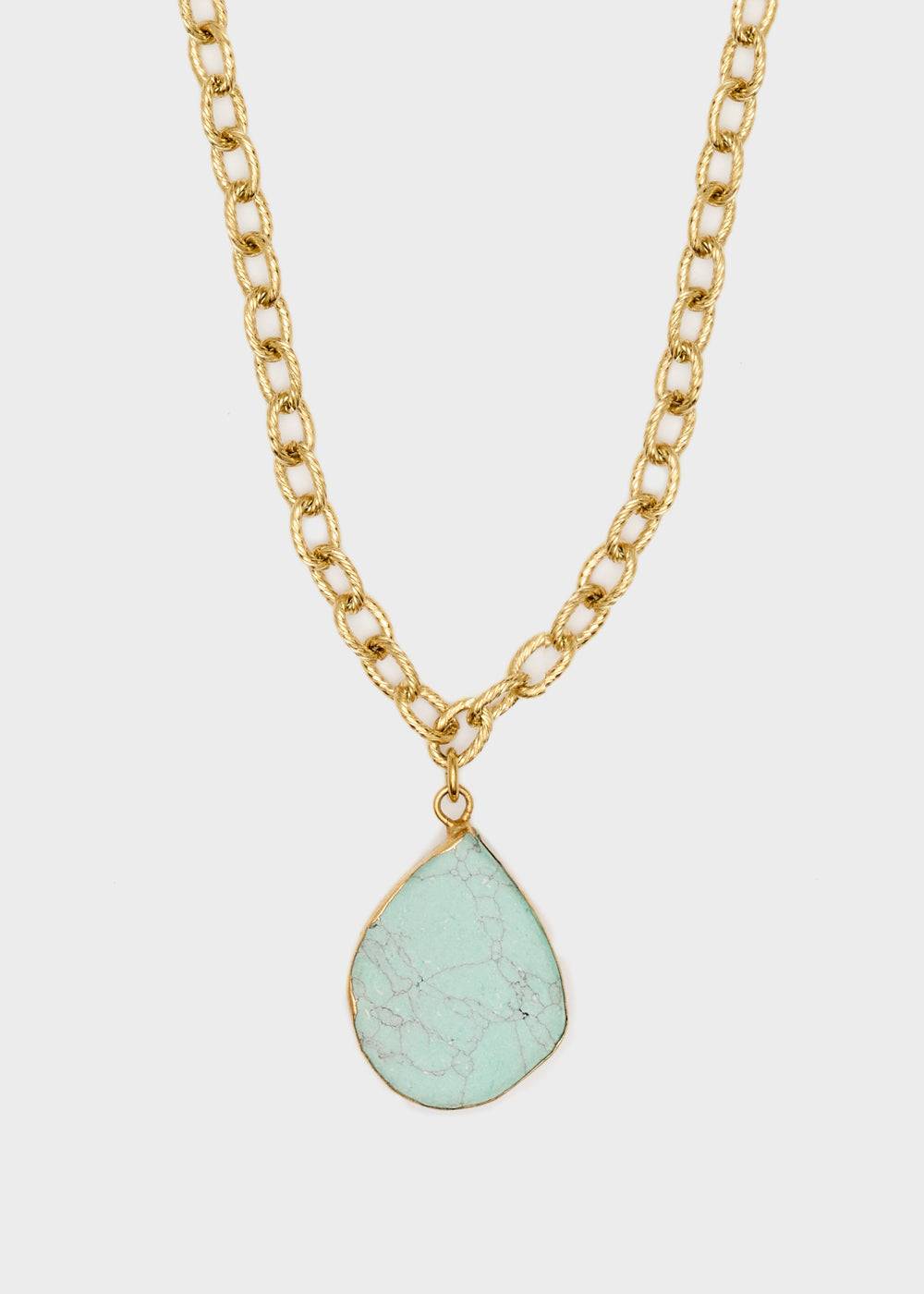 Nalí S.STEEL NECKLACE W/ L.BLUE NAT. STONE