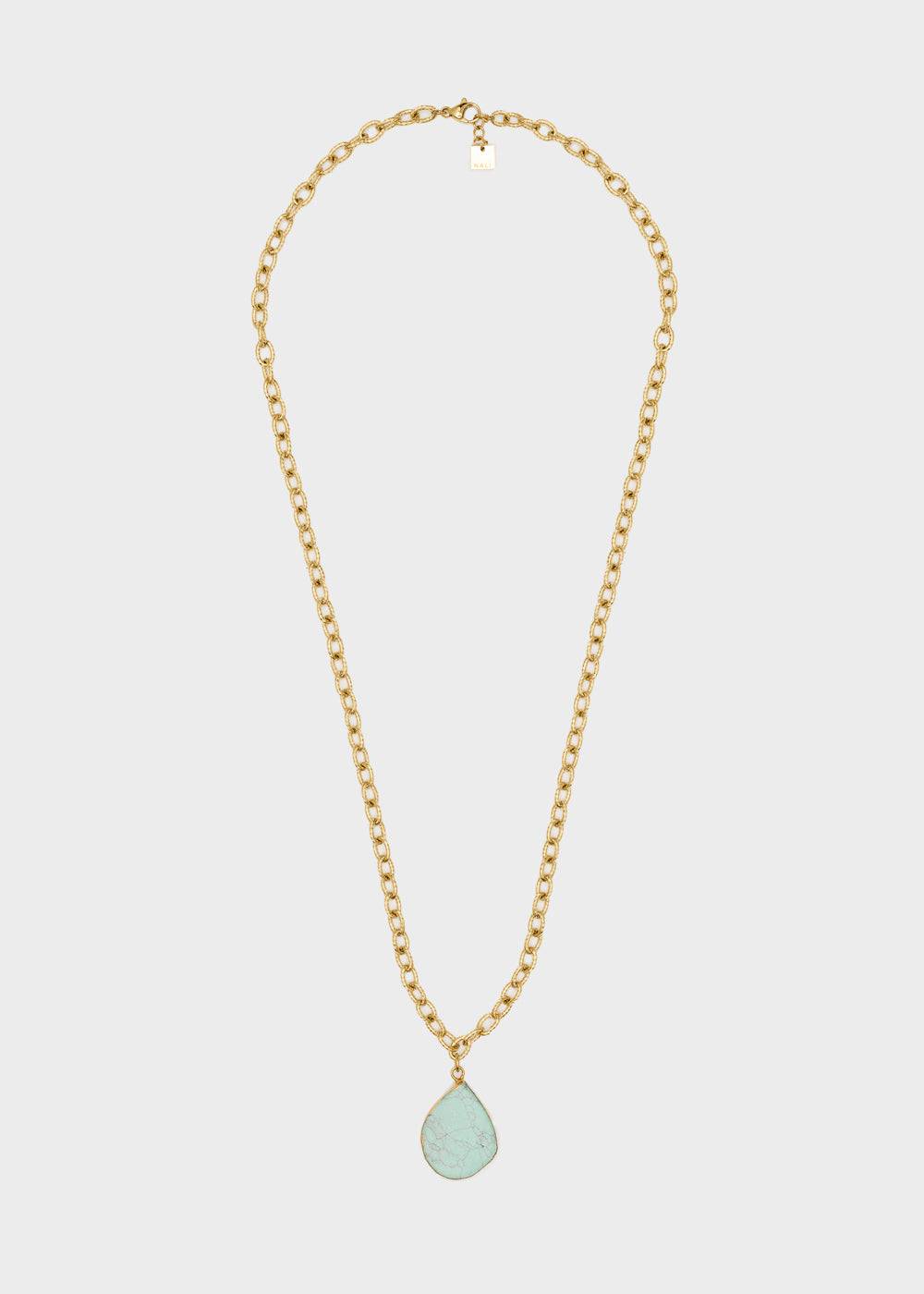 Nalí S.STEEL NECKLACE W/ L.BLUE NAT. STONE