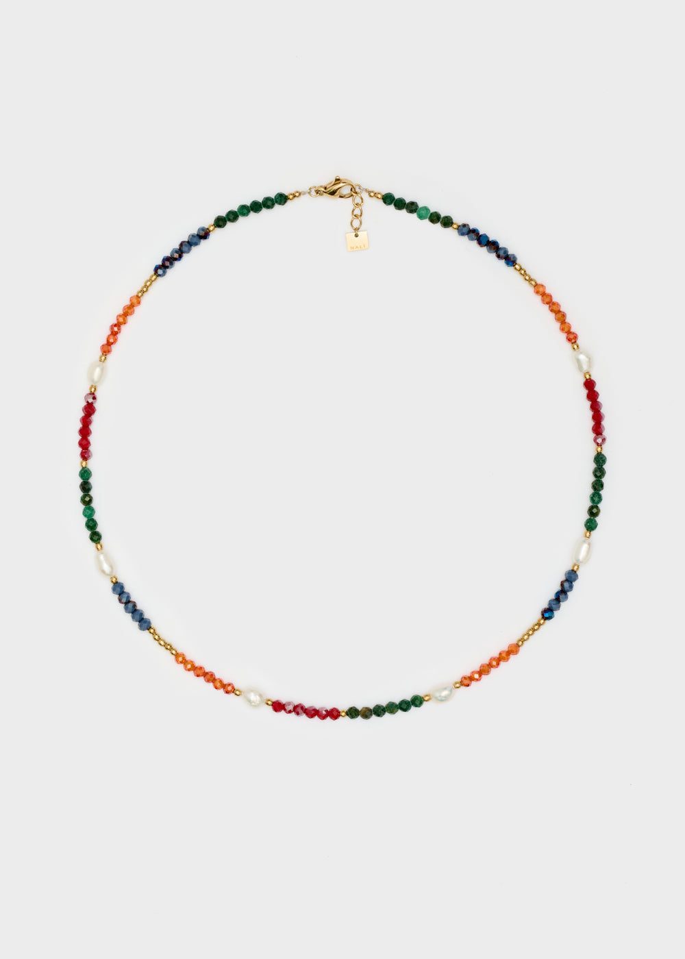 Nalí S.STEEL NECKLACE W/ NATURAL STONES MULTI