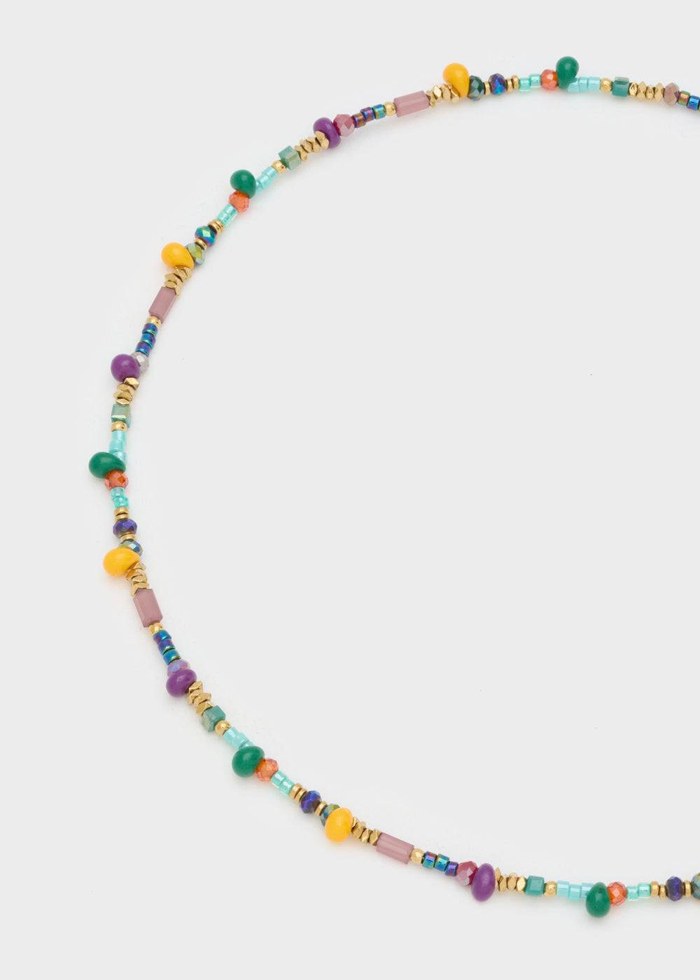 Nalí S.STEEL NECKLACE W/ PURPLE+YELLOW BEADS
