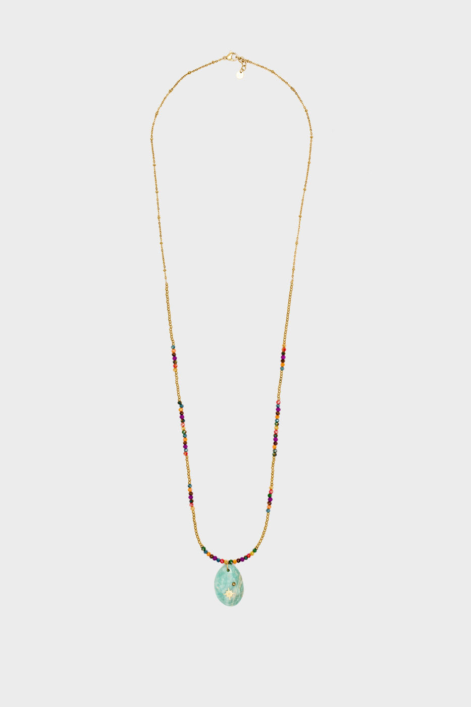 Nalí S.STEEL NECKLACE W/ TURQUOISE NAT. STONE