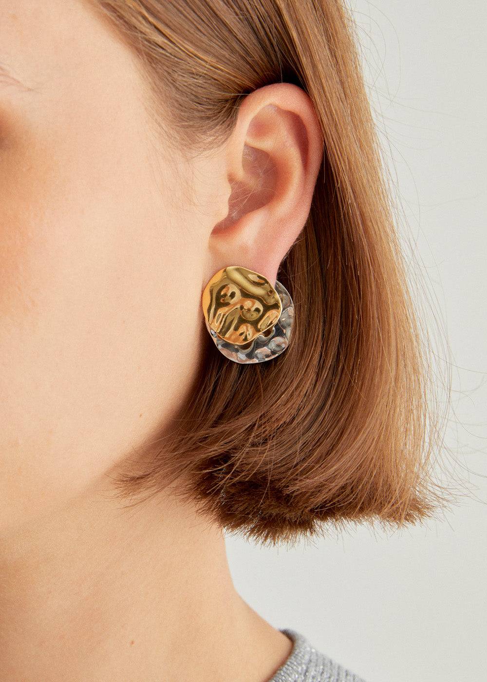 Nalí S.STEEL ROUND EARRINGS GOLD+SILVER