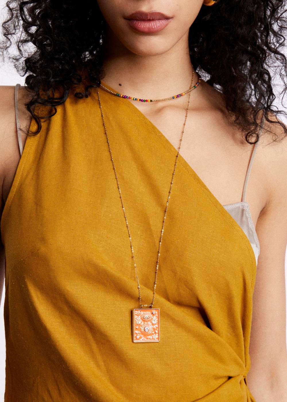 Nalí S.STEEL SOLE BIG NECKLACE GOLD + COLORS