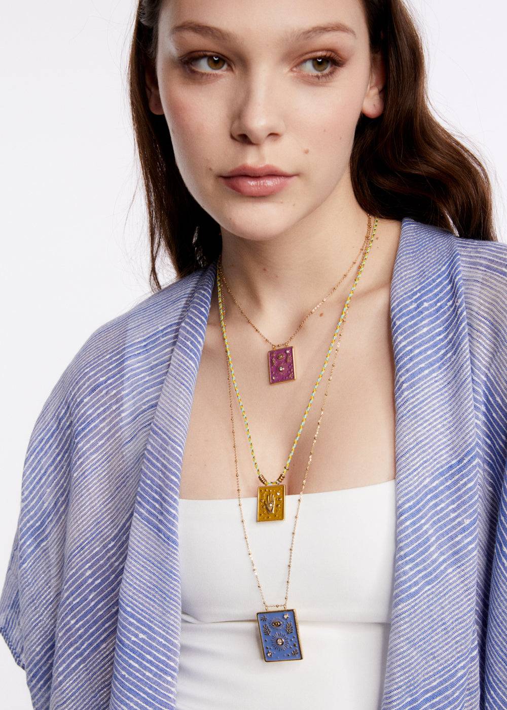 Nalí S.STEEL SOLE SMALL NECKLACE GOLD + COLORS