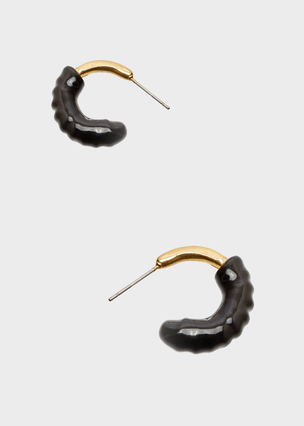 Nalí SHERI HOOP EARRINGS ENAMEL BLACK
