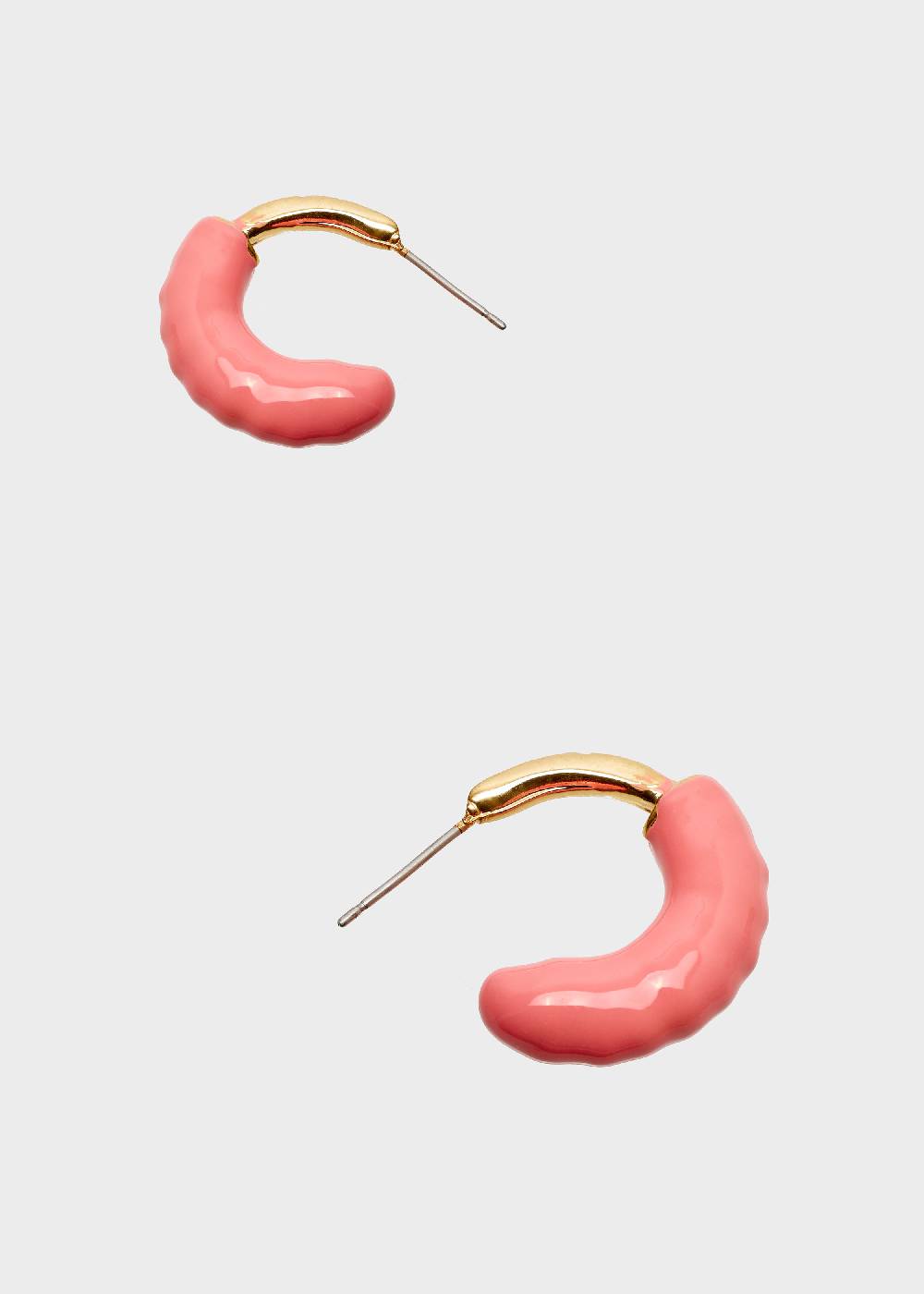 Nalí SHERI HOOP EARRINGS ENAMEL CORAL