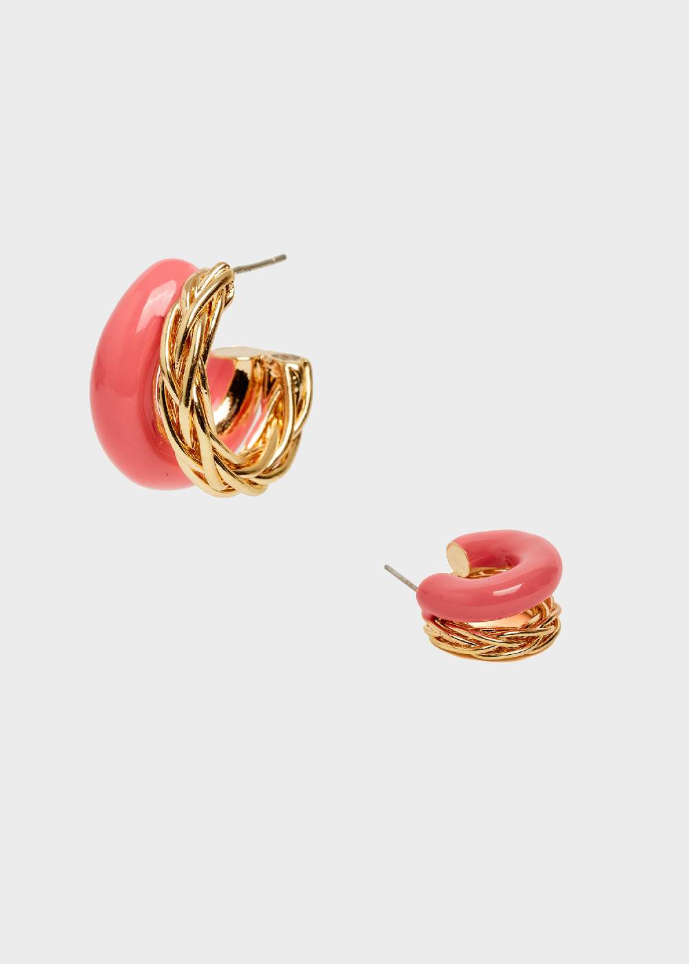 Nalí SIA DOUBLE HOOP EARRINGS ENAMEL ORANGE