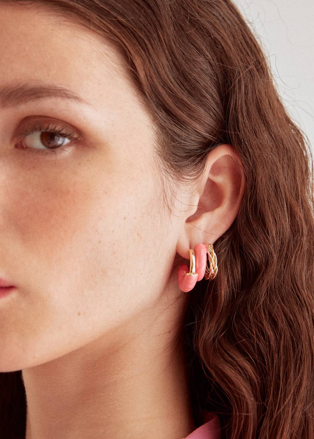 Nalí SIA DOUBLE HOOP EARRINGS ENAMEL ORANGE