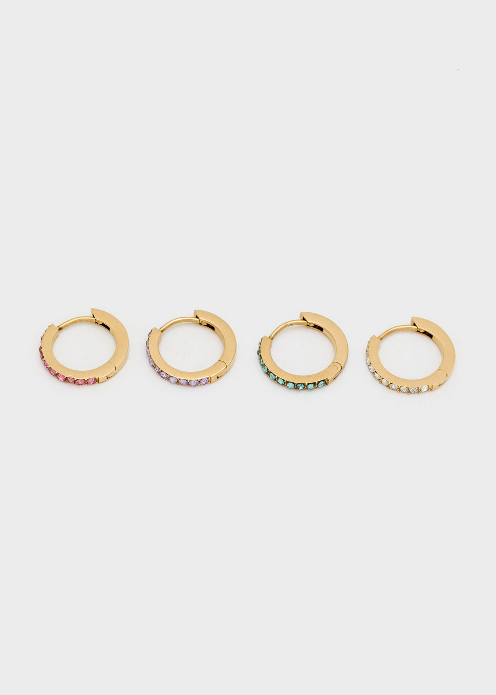 Nalí SMALL HOOPS SET W/ MULTICOLOR STONES