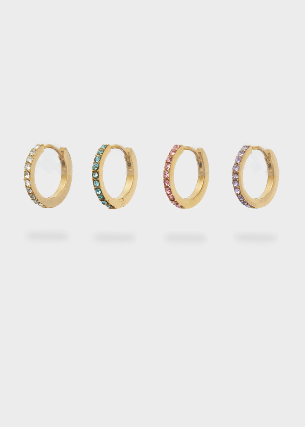 Nalí SMALL HOOPS SET W/ MULTICOLOR STONES