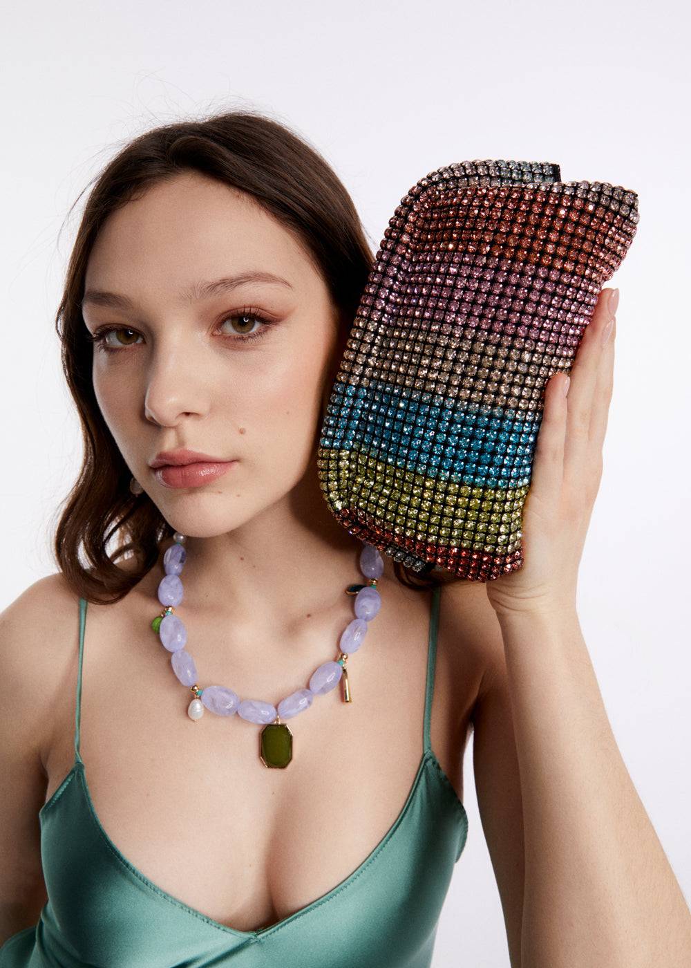 Nalí SPARK STRIPE POCHETTE W/ MULTI STONES + COLORS