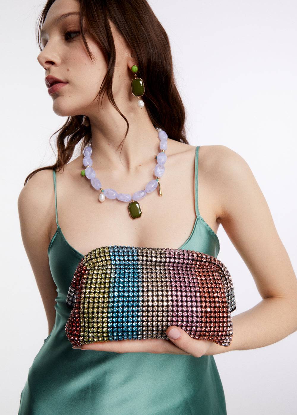 Nalí SPARK STRIPE POCHETTE W/ MULTI STONES + COLORS