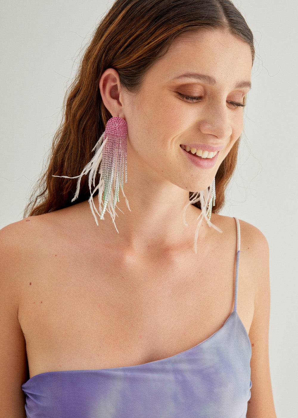 Nalí SPARKLE EARRINGS W/ PLUMES+STONES + COLORS