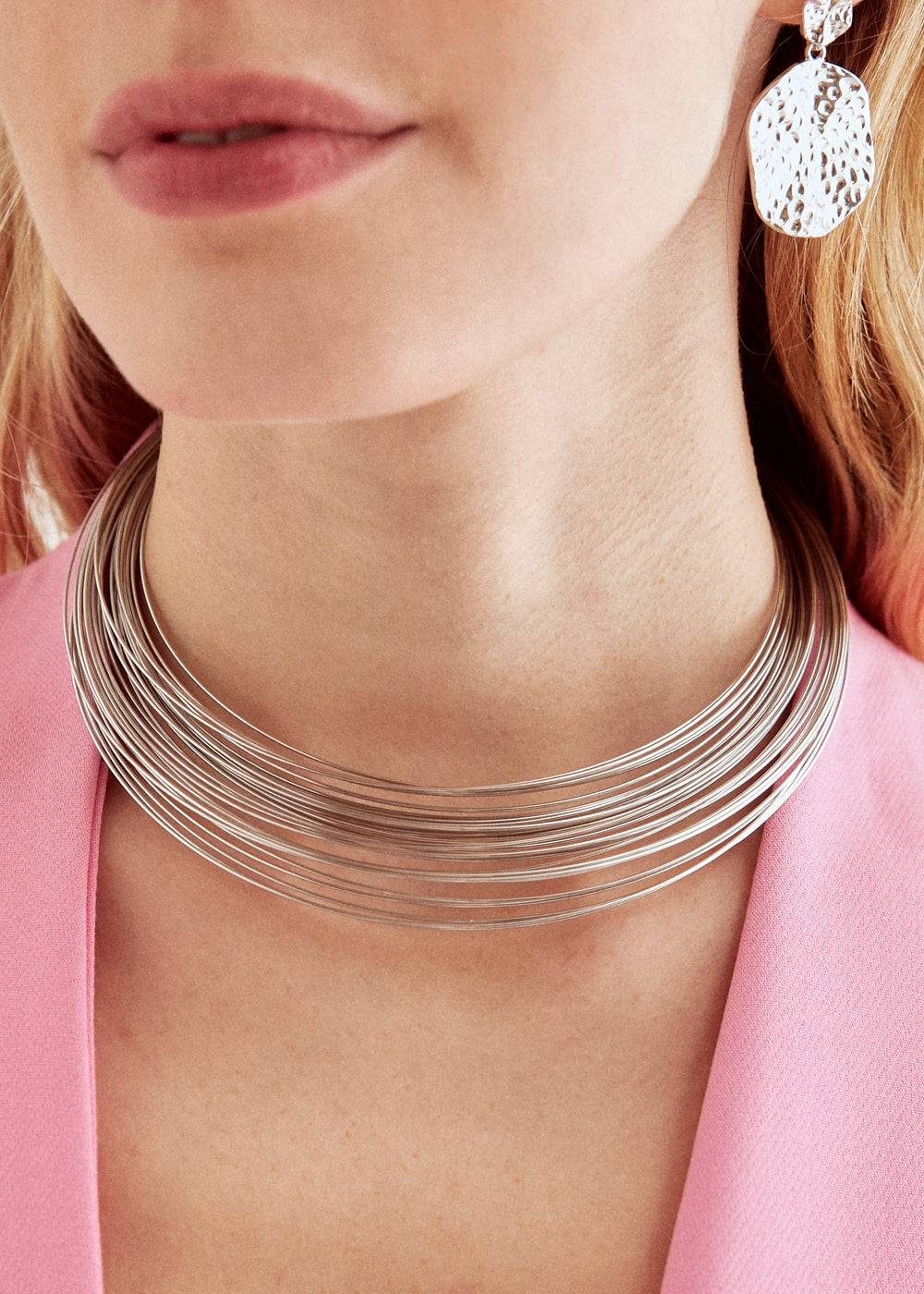 Nalí STAIN. STEEL RIGID NECKLACE IN SILVER