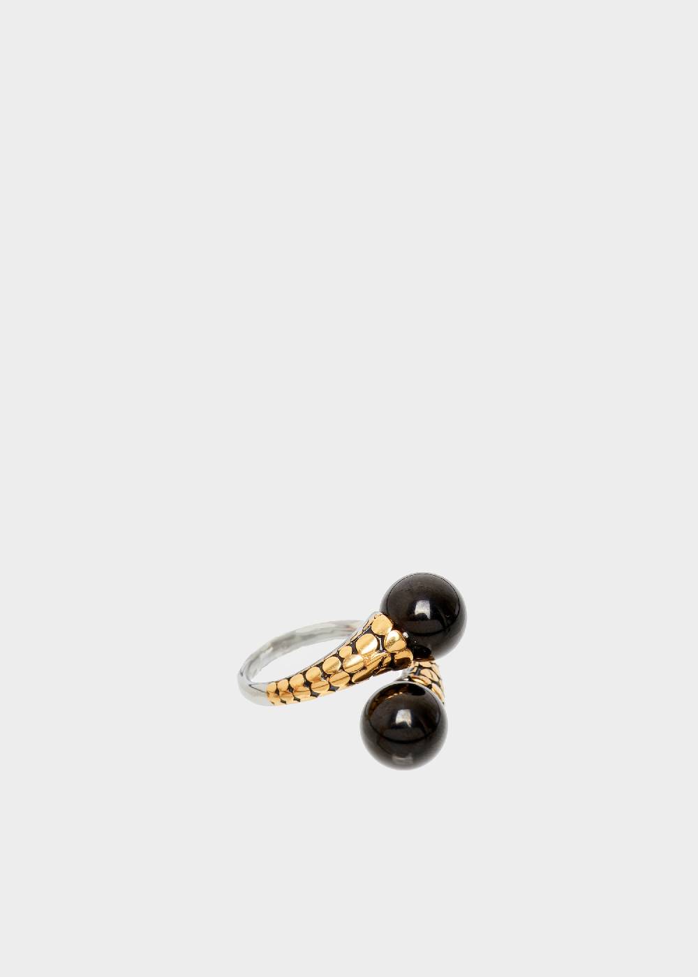 Nalí STAIN. STEEL RING WITH SILVER PEARLS