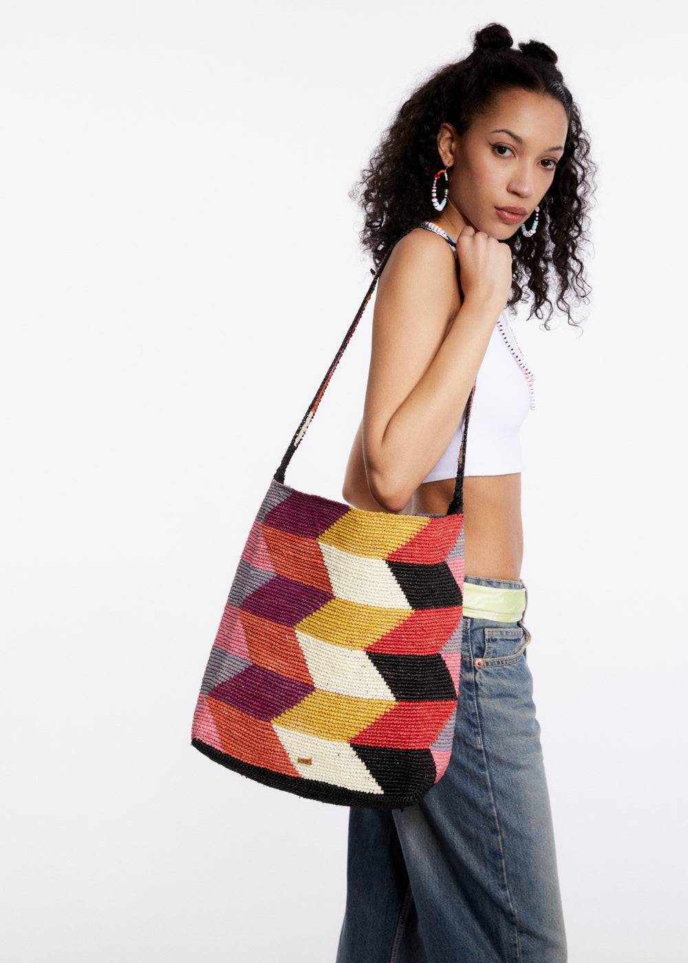 Nalí SUKY BAG IN MULTI RAFFIA + COLORS