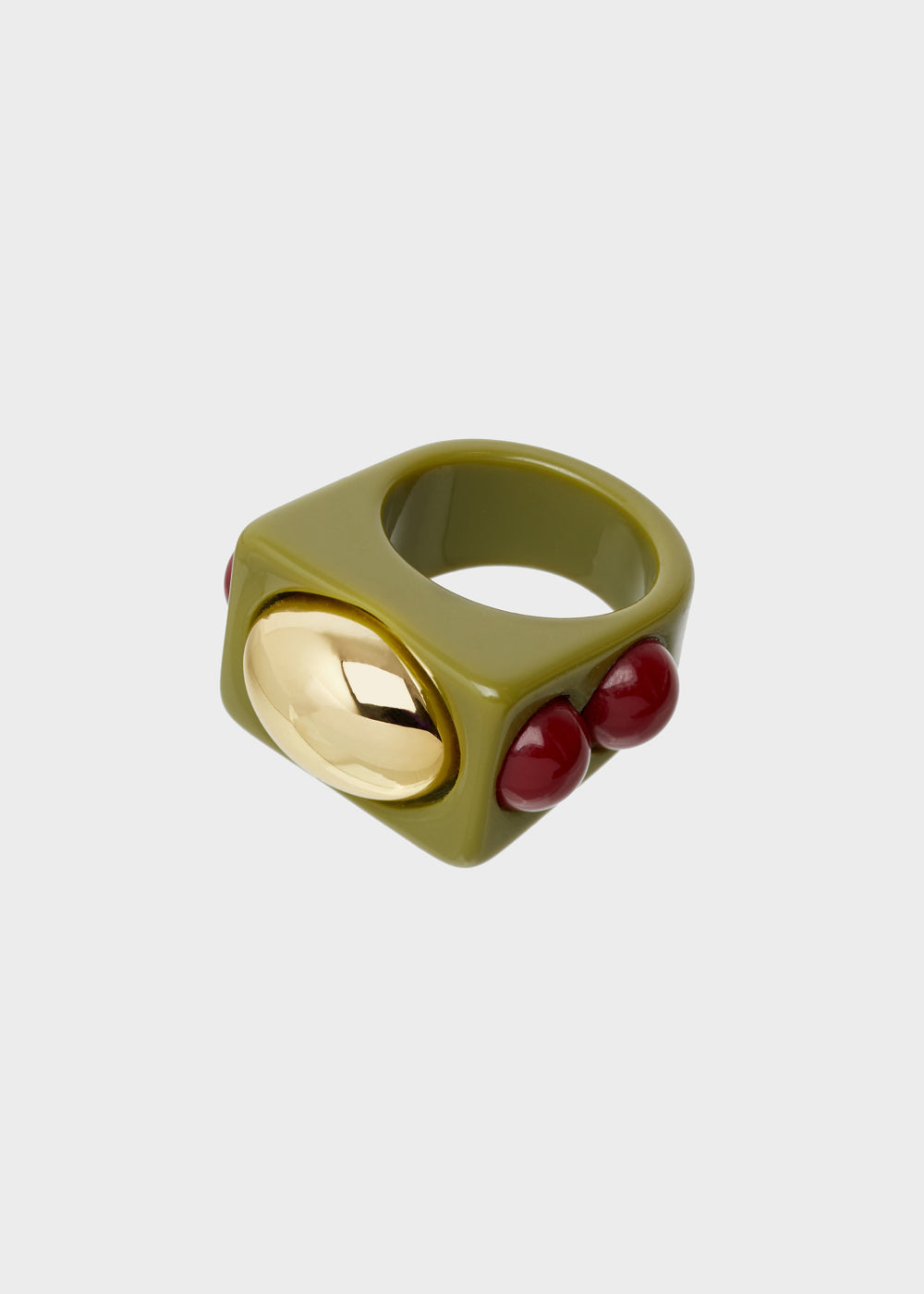 Nalí SUNNY ROUNDED RING IN GREEN RESIN