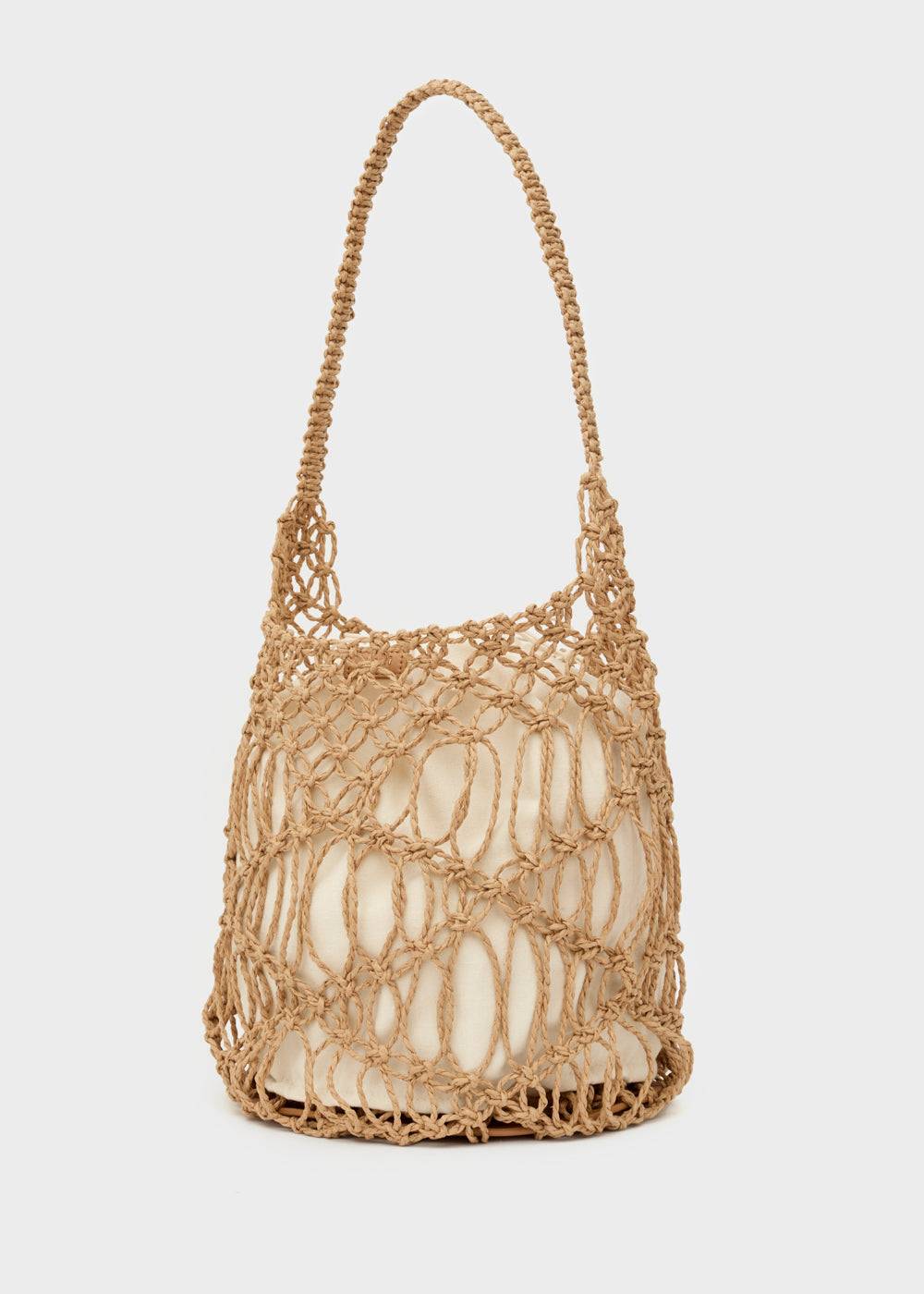 Nalí SYLVIA BUCKET BAG IN RAFFIA + COLORS