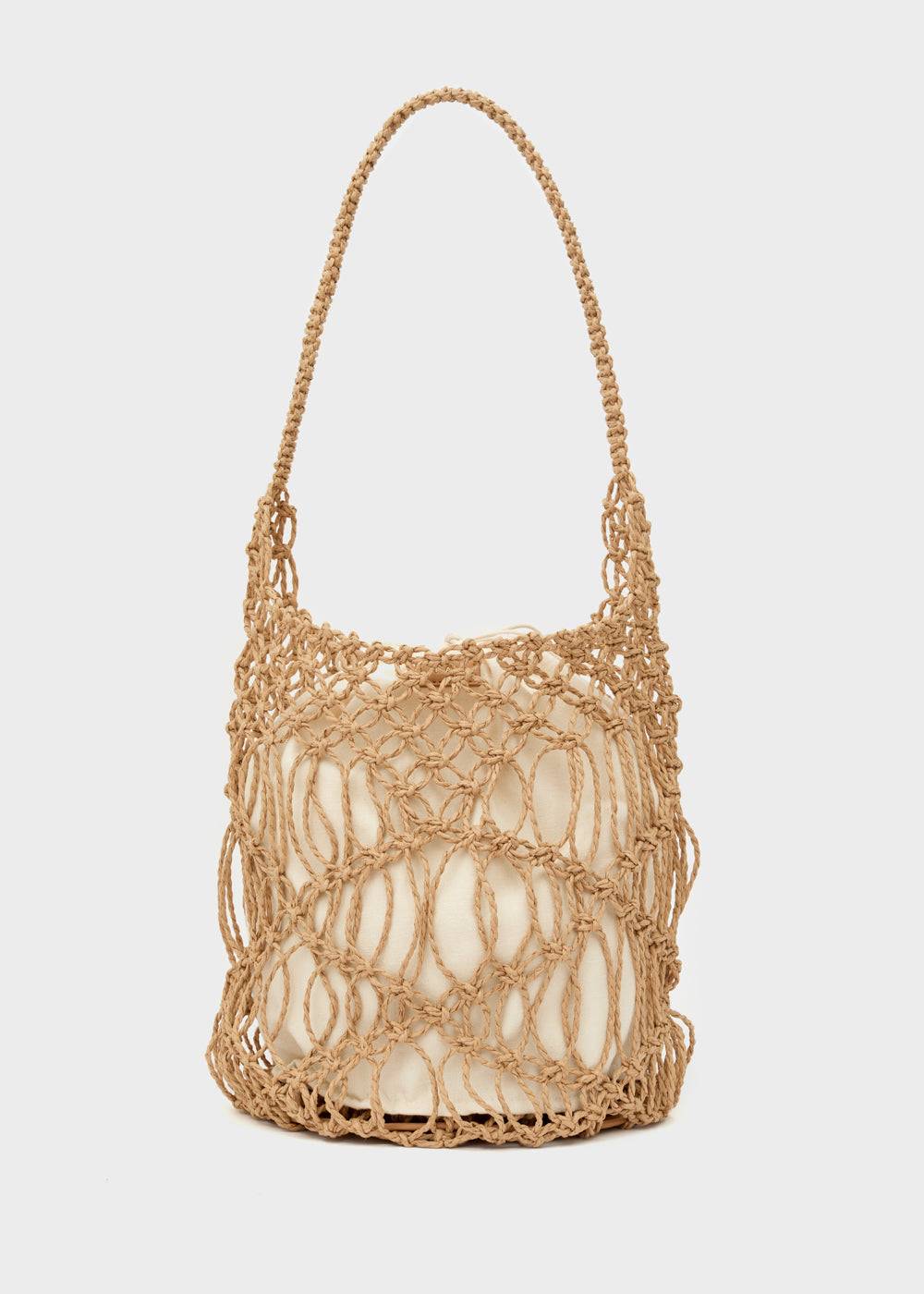 Nalí SYLVIA BUCKET BAG IN RAFFIA + COLORS